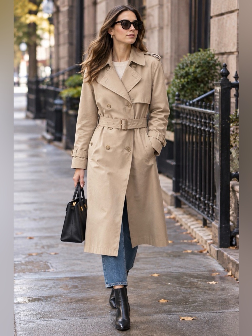 Vintage London Towne Beige Double-Breasted Trench Coat